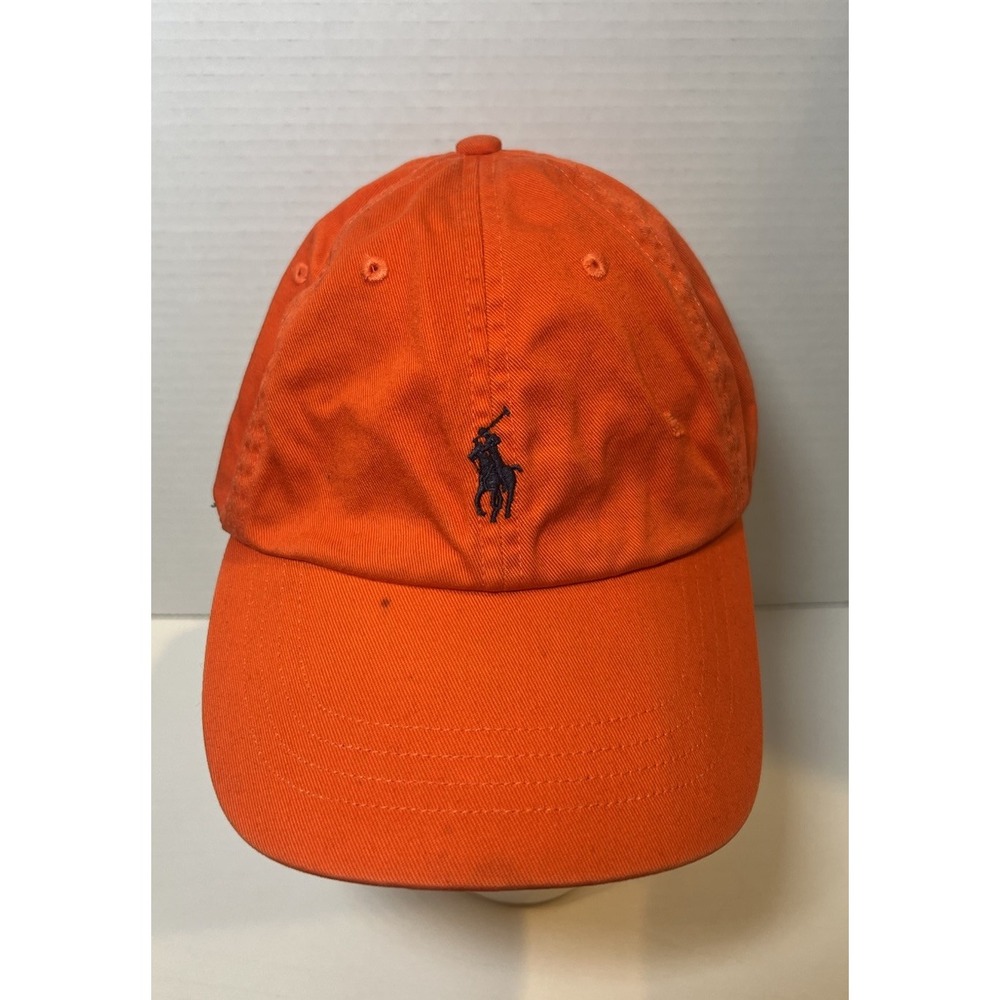 Polo by Ralph Lauren Orange Hat Cap Adjustable Embroidered Navy Pony Logo